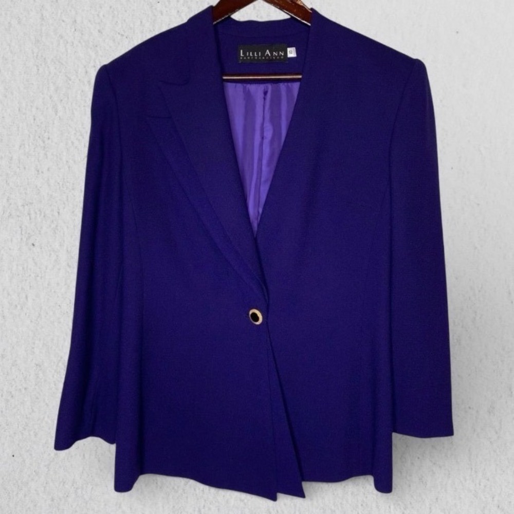 Vintage Lilli Ann San Francisco Wool Single Button Blazer Asymmetrical Jacket 10